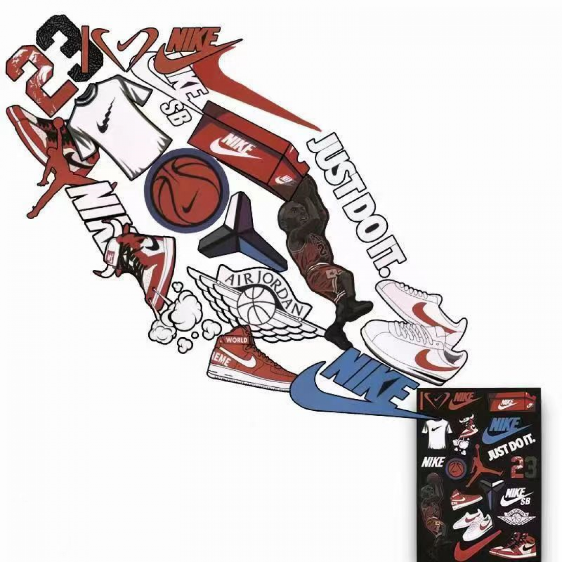 Air Jordan 1 Low Berlin Gray Nike Jordan Stickers 15 Plus Pcs